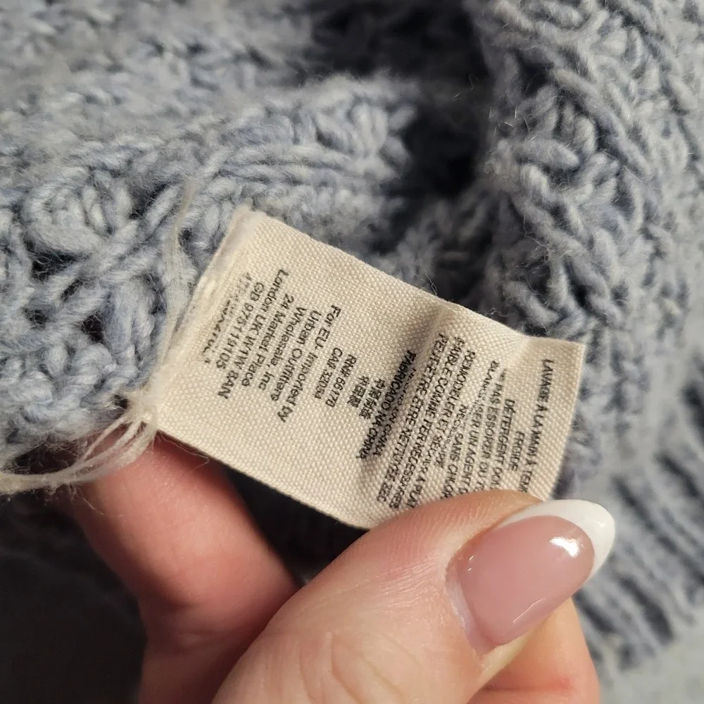 Free People Cocoon Cardigan Sweater Blue Waffle‎ Knit Wool Angora Blend Small